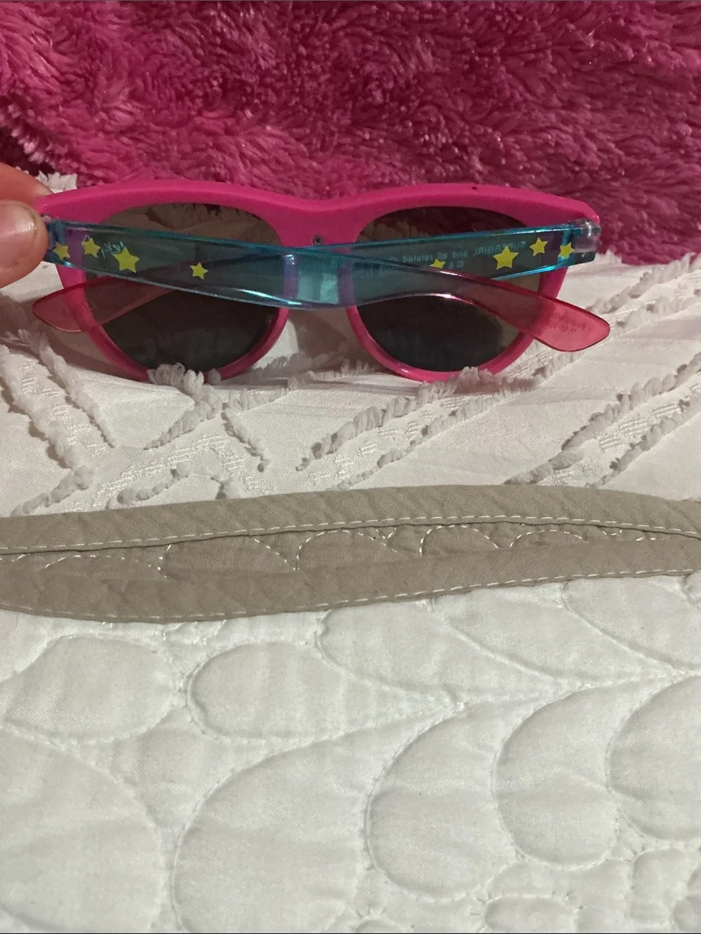 Supergirl Bold Blue Mirrored Sunglasses with Pink Trim